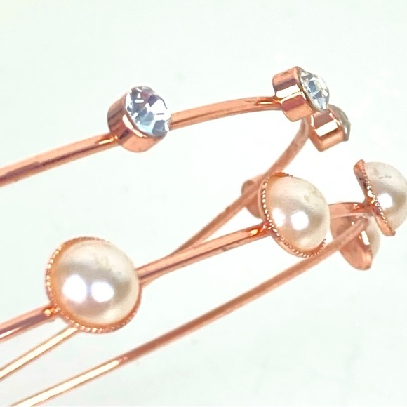 Claire’s Crystals and Pearl Rose Gold Double Headband - Picture 3 of 6